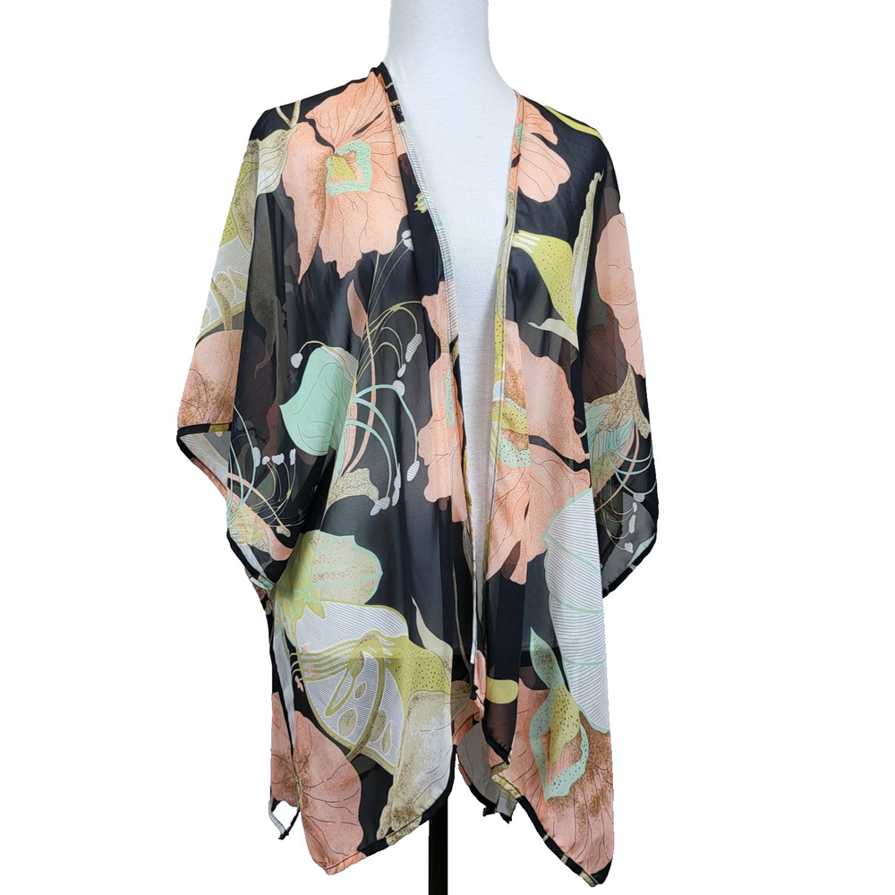 Lovey Day Cardigan Kimono Cover‎ Up Sheer Lace Women S Multicolor Floral Beach
